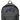 A dark gray backpack with five colorful circular pins attached to the front pocket. The pins feature various psychedelic designs, including a purple eye, a pink shell, and other abstract patterns on a dark blue background.